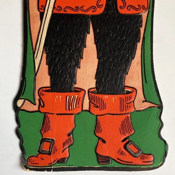 Rare 1950’s Vintage Halloween Beistle Embossed Black Cat Puss In Boots Die Cut - Picture 5 of 7